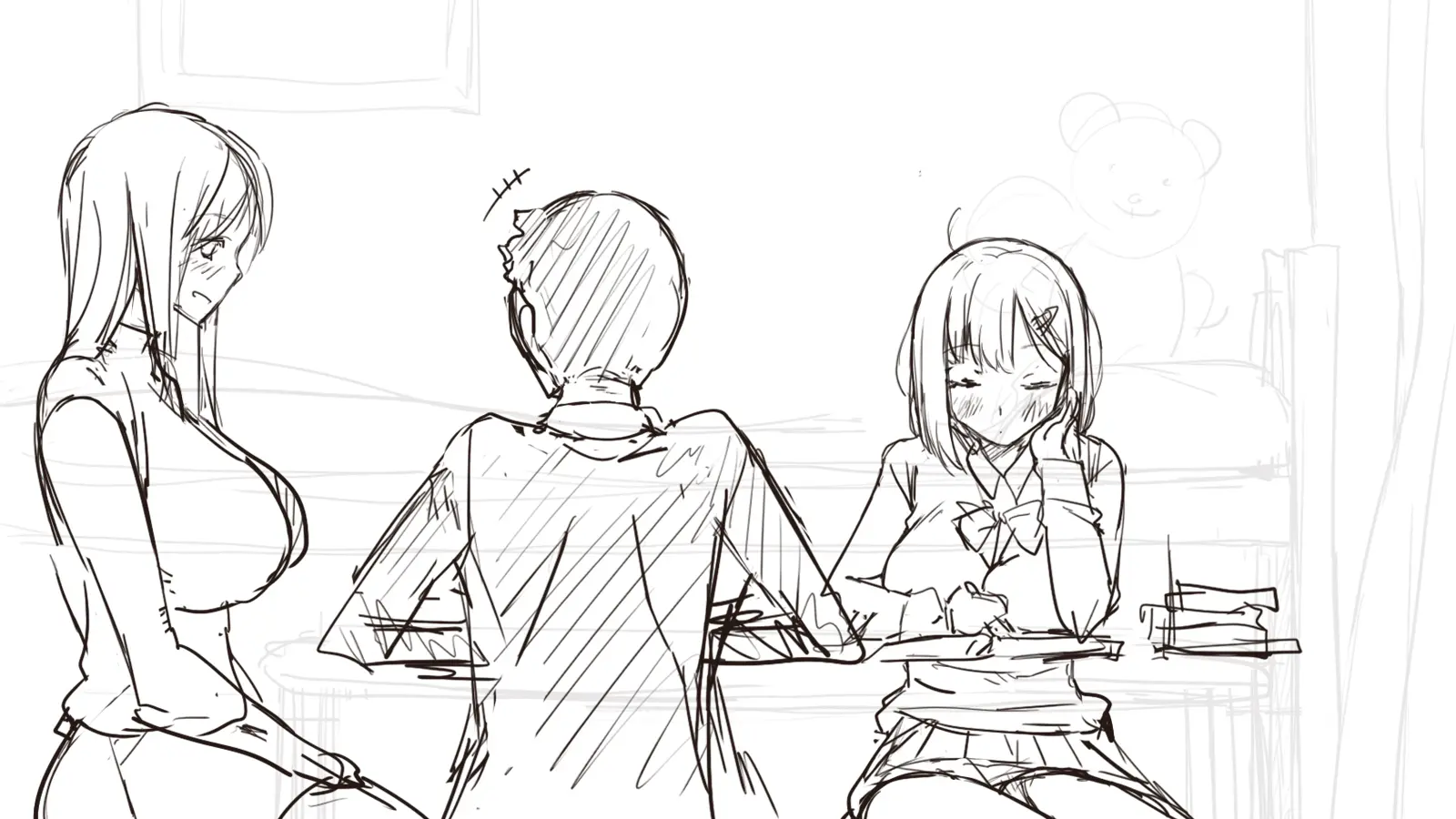 Watashi To Kareshi To Aitsu No Jijou_Rough Sketch